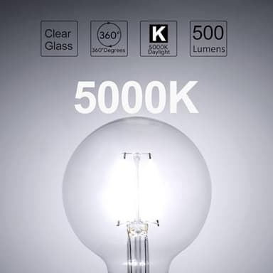 ENERGETIC SMARTER LIGHTING 5W Dimmable G25 LED Edison Light Bulb, G25 (G80) Globe Bulb, 60W Equivalent, 5000K Daylight, Christmas Light, E26 Standard Base, ETL Listed, 6-Pack - Image 5