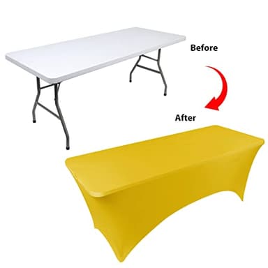 BDDC Table Covers for 6 Foot Tables, Yellow Washable and Wrinkle Resistant Stretch Tablecloths Rectangle 6ft for Events, Wedding, Banquets, Parties - Image 3