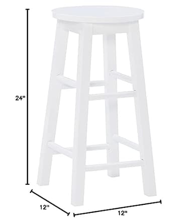 Linon Zeke White 24" Counter Stool with Round Seat - Image 17