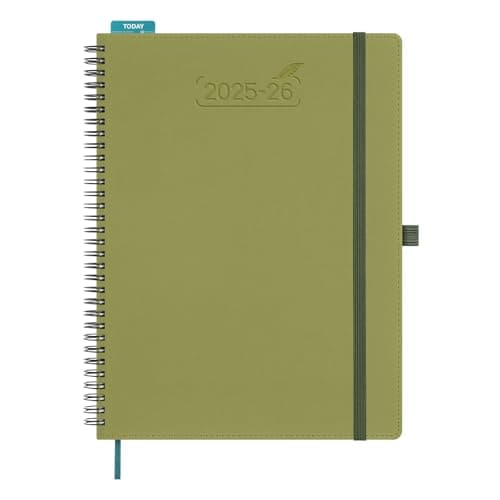 BEZEND Planner 2025-2026 Weekly and Monthly, 8.5" x 11" Academic Calendar (Jul 25-Dec 26) Vertical Daily Appointment with Hourly Timeslot & Monthly Tab, Spiral, PU Leather Softcover - Kiwi - Image 1