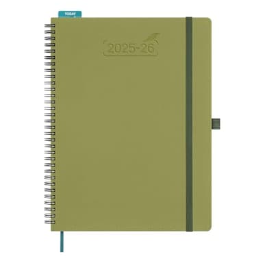 BEZEND Planner 2025-2026 Weekly and Monthly, 8.5" x 11" Academic Calendar (Jul 25-Dec 26) Vertical Daily Appointment with Hourly Timeslot & Monthly Tab, Spiral, PU Leather Softcover - Kiwi - Image 1