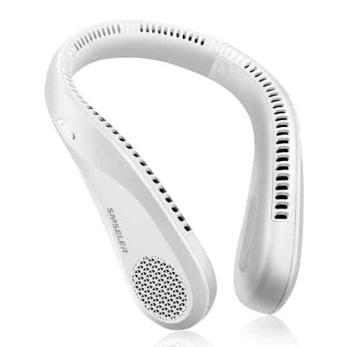 SMSELER Portable Bladeless Neck Cooling Fan: 6000mAh Rechargeable, 3-Speed Wearable Personal Air Conditioner, Hands-Free Quiet Cooling,Birthday Gifts for Men Women Dad Mom (White) - Image 1