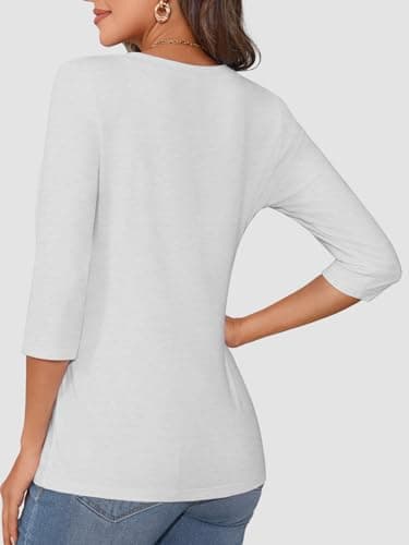 ATHMILE Womens 3/4 Sleeve T-Shirts Summer Tops Fall Fashion Blouses Beach Vacation Clothes Spring Tunic 2025 Trendy White - Image 4