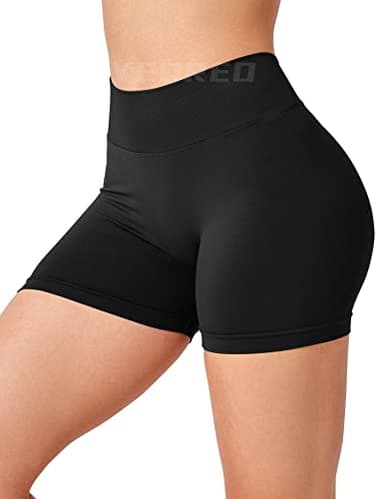 YEOREO Workout Scrunch Shorts Women V Back Gym Butt Lifting Liz High Waisted Seamless Shorts Black S - Image 4
