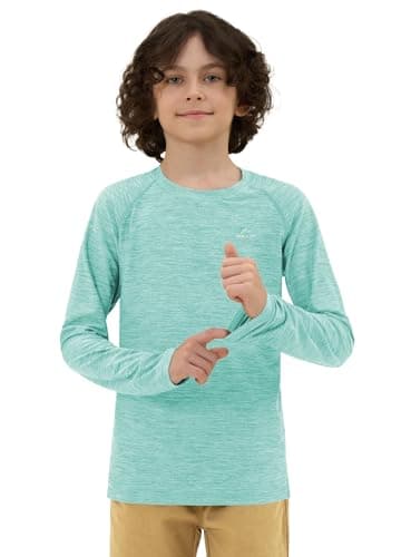 Willit Boy's UPF 50+ Sun Protection Shirt Long Sleeve Rash Guard Swim Shirts Youth SPF Fishing Quick Dry Shirt Slubby Light Cyan M - Image 6