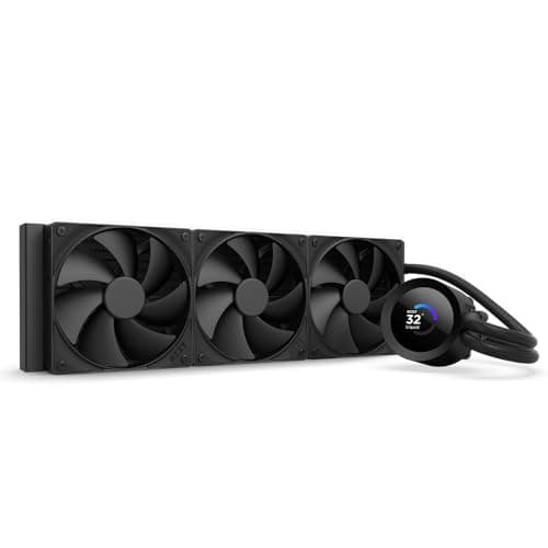 NZXT Kraken Plus 360 – AIO CPU Liquid Cooler – 360mm Radiator – 3 x F120P Fans – Customizable 1.54" Square LCD – AMD® AM5, AM4 – Intel® LGA 1851/1700, 1200/115X – Black - Image 1