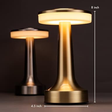 O’Bright Portable LED Table Lamp with Touch Sensor, 3-Levels Brightness, Rechargeable Battery Up to 48 Hours Usage, Night Light for Kids Nursery, Nightstand Lamp, Bedside Lamp (Gold) - Image 3
