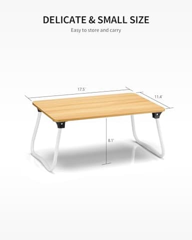 Ruxury Foldable Lap Desk Laptop Stand Bed Desk Table Tray, Breakfast Serving Tray, Portable & Lightweight Mini Table, Lap Tablet Desk for Sofa Couch Floor - Wood - Image 6