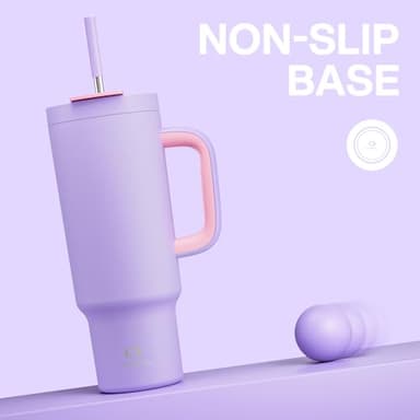 ENCOOL 40 oz Tumbler with Handle and Straw, 100% Leakproof Insulated Tumbler with Lid and Straw, Stainless Steel Travel Mug, Keeps Cold for 34 Hours, Car Cup Holder Friendly (Lavender) - Image 7