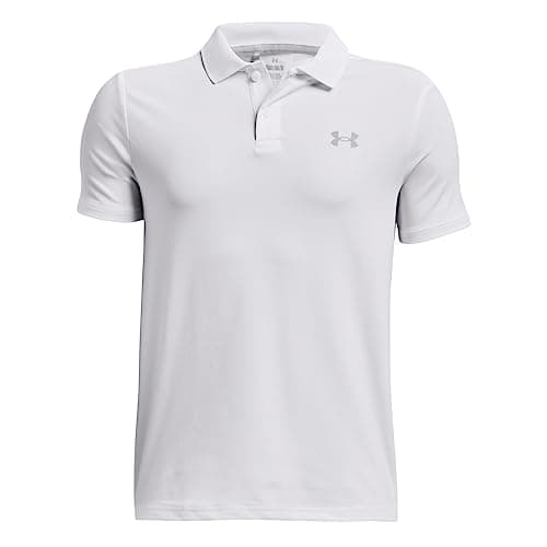 Under Armour Boys Performance Polo, (100) White/Mod Gray/Mod Gray, Medium - Image 1