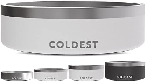 Coldest Dog Bowl - Anti Rust Metal, Non Slip, 3 Layers Insulated Stainless Steel Dog Bowls - Spill Proof & Heavy Duty - Water Bowl for Dogs, Cats & Pets, Dish Washer Safe (42 oz, Epic White) - Image 1