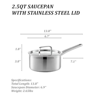 1.5 Quart Stainless Steel Saucepan With Pour Spout, Saucepan With Lid, Mini Milk Pan With Spout - Perfect For Boiling Milk, Sauce, Gravies, Pasta, Noodles (2qt) - Image 3