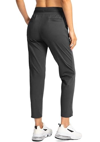 Soothfeel Women's Pants with 4 Pockets 7/8 Stretch High Waisted Sweatpants Travel Athletic Work Golf Pants for Women (Charcoal, XL) - Image 3