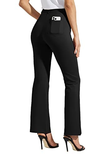 Willit 28" Women's Yoga Dress Pants Bootcut Stretch Work Slacks Office Business Casual Pants Belt Loops 4 Pockets Petite Black M - Image 2