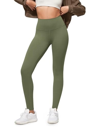 ODODOS Buttery Soft Lounge Yoga Leggings for Women Full Length 28" High Waist Yoga Pants, Dark Olive, Medium - Image 1