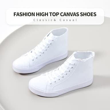 hash bubbie Unisex Canvas High top Sneakers Women's Classic Fashion High Tops Canvas Shoes Casual Tennis Shoes for Men（White.US9.5W/7.5M） - Image 8