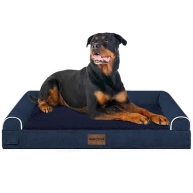 Large Dog Bed Orthopedic Washable: Beds Bolster XL Bed Large Big Dogs Memory Foam Couch Sofa Waterproof with Removable Cover - Navy Blue - Image 1
