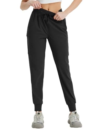 baleaf Joggers for Women Hiking Pants with Pockets Lightweight Cargo Jogger Quick Dry Sweatpants Outdoor Clothing Black S - Image 2