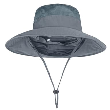 Sun Hats for Men Women Fishing Hat UPF 50+ Breathable Wide Brim Bucket Hats Summer UV Protection Safari Hat with Neck Flap Dark Grey - Image 3