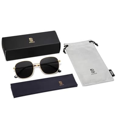 SOJOS Classic Trendy Square Sunglasses for Women Men Cute Big Frame Gold Shades SJ1137, Bright Gold/Grey - Image 5