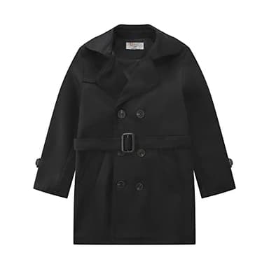 LJYH Big Boys Classic Peacoats Dress Coats Children Fall Toggle Trench Jackets Black 7/8yrs - Image 1