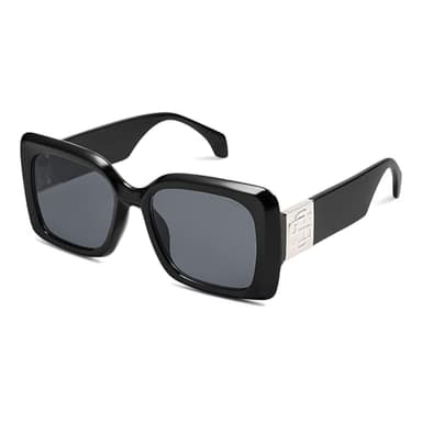 SOJOS Retro Oversized Square Sunglasses for Women Trendy Large Luxury Women's Big Shades SJ2350, Black Frame/Grey Lens - Image 3