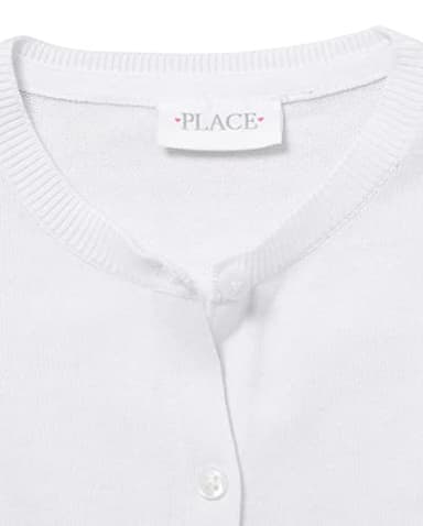 The Children's Place girls School Uniform Cardigan Sweater, White, Large US - Image 2