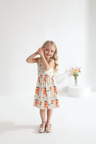 Baby Girls Floral Suspender Dress & Long-Sleeved Toddler Girl's Lovely Denim Jacket Outfit Cardigan Set(Orange,2-3T) - Image 4