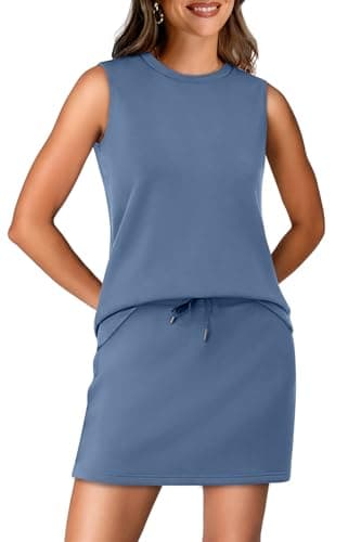 WIHOLL 2 Piece Skirt Sets for Women Summer Beach Vacation Clothes Fashion Travel Cruise Outfits 2025 Resort Wear for Airplane Spring Break Comfy Matching Sets Women Clothing with Shorts Blue S - Image 1