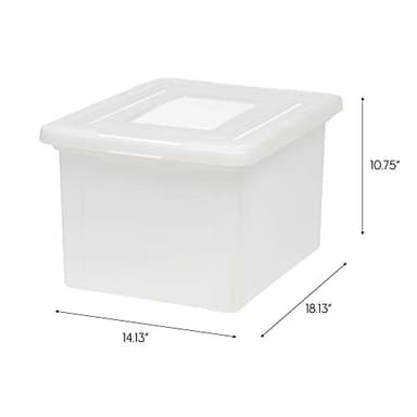 IRIS USA File Box, Plastic File Organizer with Lids for Letter/Legal File, Portable Document Box For Moving, Storage Bin with Durable and Secure Lid, Stackable Nestable BPA-Free, Pearl 35 Qt. 4 Pack - Image 2