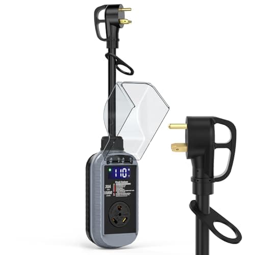 ALIESTFDNO Smart RV Surge Protector 30 Amp 10000 Joules with High/Low Voltage Protection, RV Circuit Analyzer Full Protection, Upgraded Waterproof RV Adapter Plug for Camping Travel Trailer - Image 1