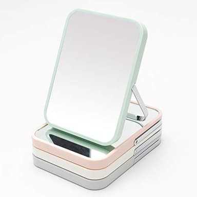YEAKE Table Desk Vanity Makeup Mirror,8-Inch Portable Folding Mirror with Metal Stand 90°Adjustable Rotation Tavel Make Up Mirror Hanging Bathroom for Shower Shaving(Green) - Image 7