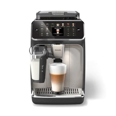 Philips 5500 Series Fully Automatic Espresso Machine, LatteGo Milk System, Integrated Grinder, 20 Hot & Iced Coffee Pre-Sets, SilentBrew, 15-Bar, Black Chrome (EP5544/94) (Renewed) - Image 1