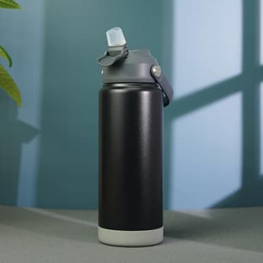 BJPKPK Water Bottle with Straw Lid, 24oz Vacuum Insulated Water Bottles, Metal Stainless Steel Thermo for Sports, Travel, BPA Free Leak Proof Thermo, Cups, Flasks, Tumblers,Black - Image 6