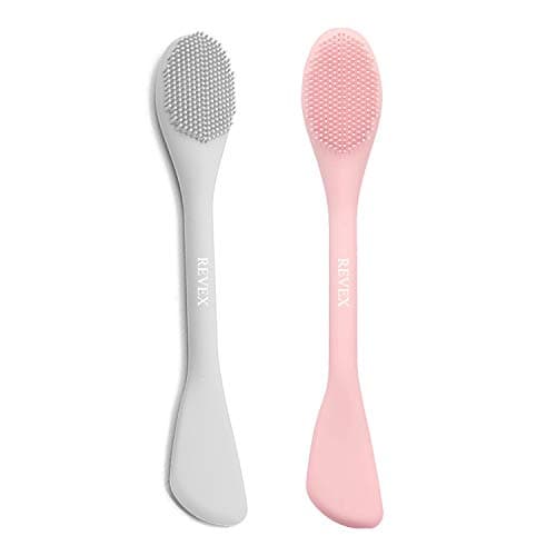 REVEX Silicone Face Mask Applicator,Face Scrubber,Lymphatic Drainage Massager,Pore Cleaning Brush,2Pcs Mask Applicator Tool for Facial Mud,Contour Face Brush for Lymphatic Drainage.(Pink+Gray) - Image 1