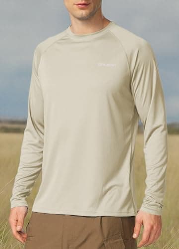 baleaf Men's Sun Protection Shirts UV SPF T-Shirts UPF 50+ Long Sleeve Rash Guard Fishing Running Quick Dry Oatmeal Size S - Image 6