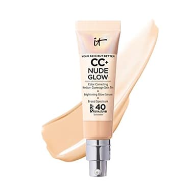 IT Cosmetics CC+ Nude Glow (Light Medium) - Medium Coverage Foundation with SPF 40 & Brightening Glow Serum, Lightweight Skin Tint, 2% Niacinamide + Hyaluronic Acid, Up to 24H Hydration - 1.08 fl oz - Image 1