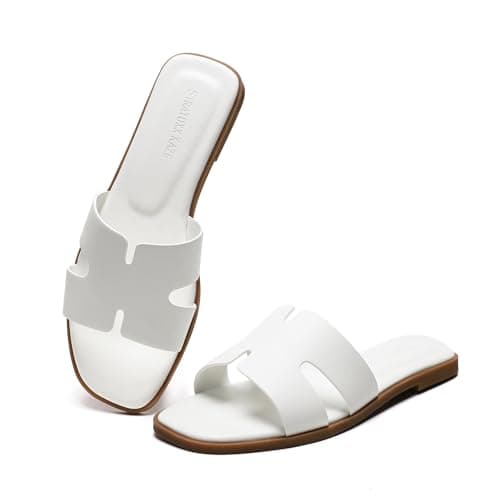Stratuxx Kaze Open Toe Flat Dress Sandals Womens Slide Comfortable Summer Black, White, Tan Sandals for Women - Image 1