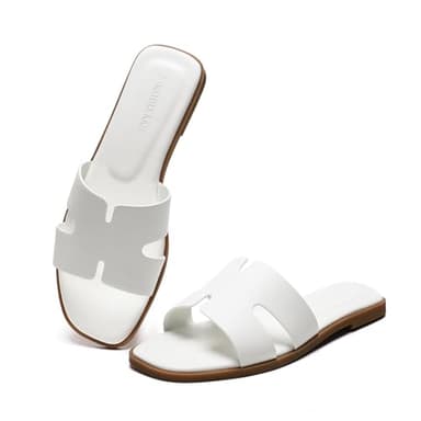 Stratuxx Kaze Open Toe Flat Dress Sandals Womens Slide Comfortable Summer Black, White, Tan Sandals for Women - Image 1