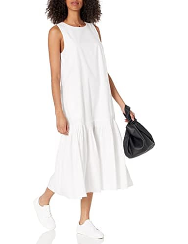 The Drop Women's Ilana Loose Sleeveless Wide-Hem Poplin Maxi Dress, White, XS - Image 3