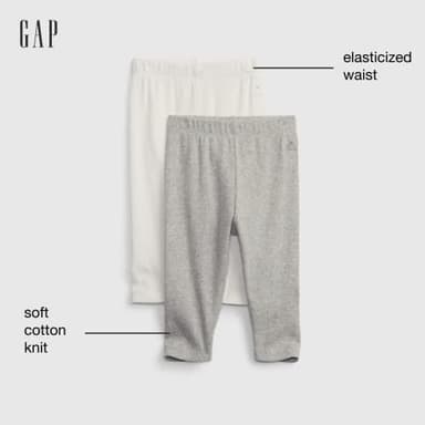 GAP Unisex Baby Ribbed Legging Pants, Grey Heather, 0-3 Months US - Image 2