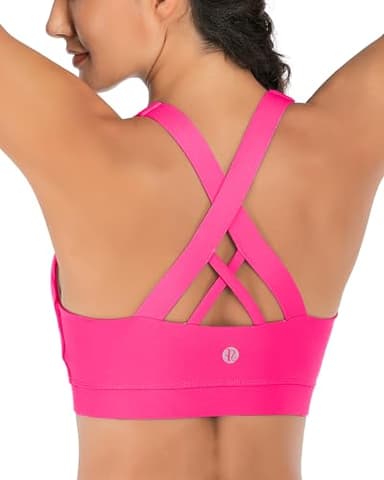 RUNNING GIRL Sports Bra for Women, Criss-Cross Back Padded Strappy Sports Bras Medium Support Yoga Bra with Removable Cups(2353 Hot Pink XL) - Image 8
