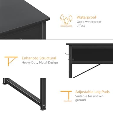 DLisiting Computer Desk with Fabric Drawers for Home Office Bedroom, 40 Inch Small Gaming Desk with 2 Drawers, Study Writing Table PC Desks, Black - Image 7