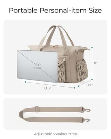 BAGSMART Quilted Duffle Bag for Women, Weekender Overnight Gym Travel Carry-On Bag, Camel - Image 5