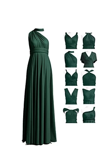 Infinity Convertible Bridesmaid Dress, Evening Maxi Dress (One Size, Dark Green) - Image 1