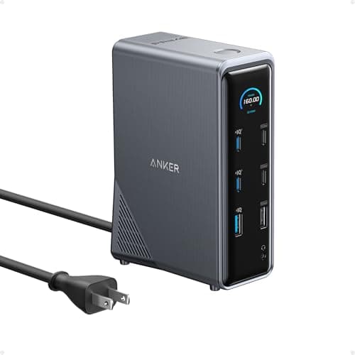 Anker Prime Docking Station, 14-Port with 160W Max Output, 10Gbps Fast Data Transfer, Real-Time Smart Interface, Audio and Ethernet Ports, Dual 4K Displays for Dell, HP, Lenovo and More - Image 1