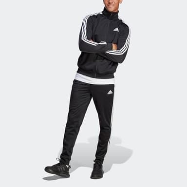adidas Men's Sportswear Basic 3-stripes Tricot Track Suit, Black, X-Large - Image 4
