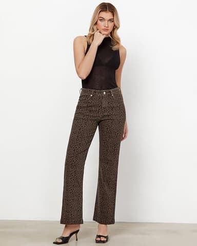 GRAPENT Women's Plus Size Business Casual Bell Bottom Jeans - Stretch Wide Leg Pants, Leopard Color, XXL, 20, 22 - Image 5