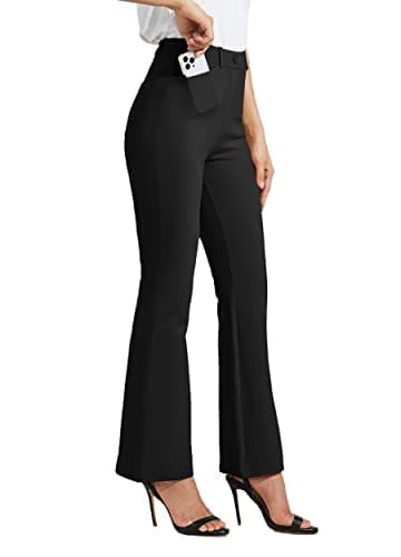 Willit 28" Women's Yoga Dress Pants Bootcut Stretch Work Slacks Office Business Casual Pants Belt Loops 4 Pockets Petite Black M - Image 1