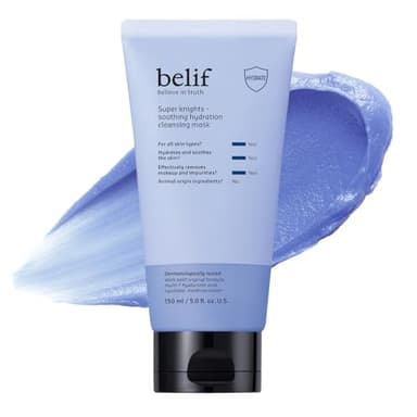 belif Super Knights - Soothing Hydration Cleansing Mask, 3-in-1 Facial Mask & Cleanser with Hyaluronic Acid, Squalane, Madecassoside | For Dry and Sensitive Skin | Korean Skincare (5.0 fl. oz) - Image 1